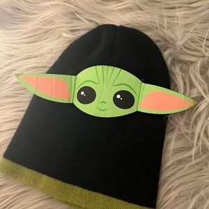 Star Wars Beanie Knit Hat - Grogu Baby Yoda Ears Black Green Winter Warm